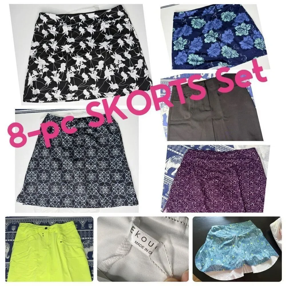 Women’s Skort Lot Bundle – 7 Pieces – Mixed Brands & Prints – XS / S / M / 2 / 6